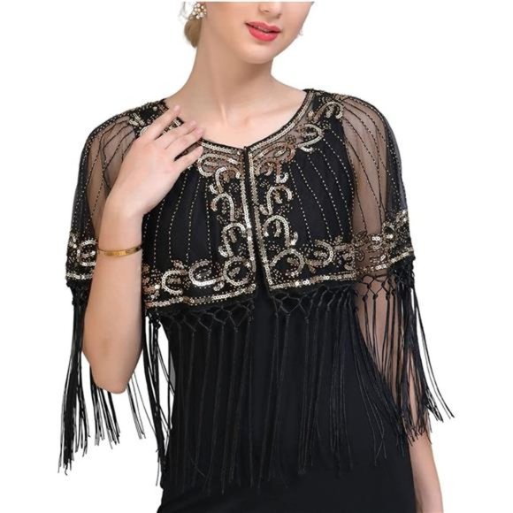 1920S Shawl Wraps Black 1 Accessories